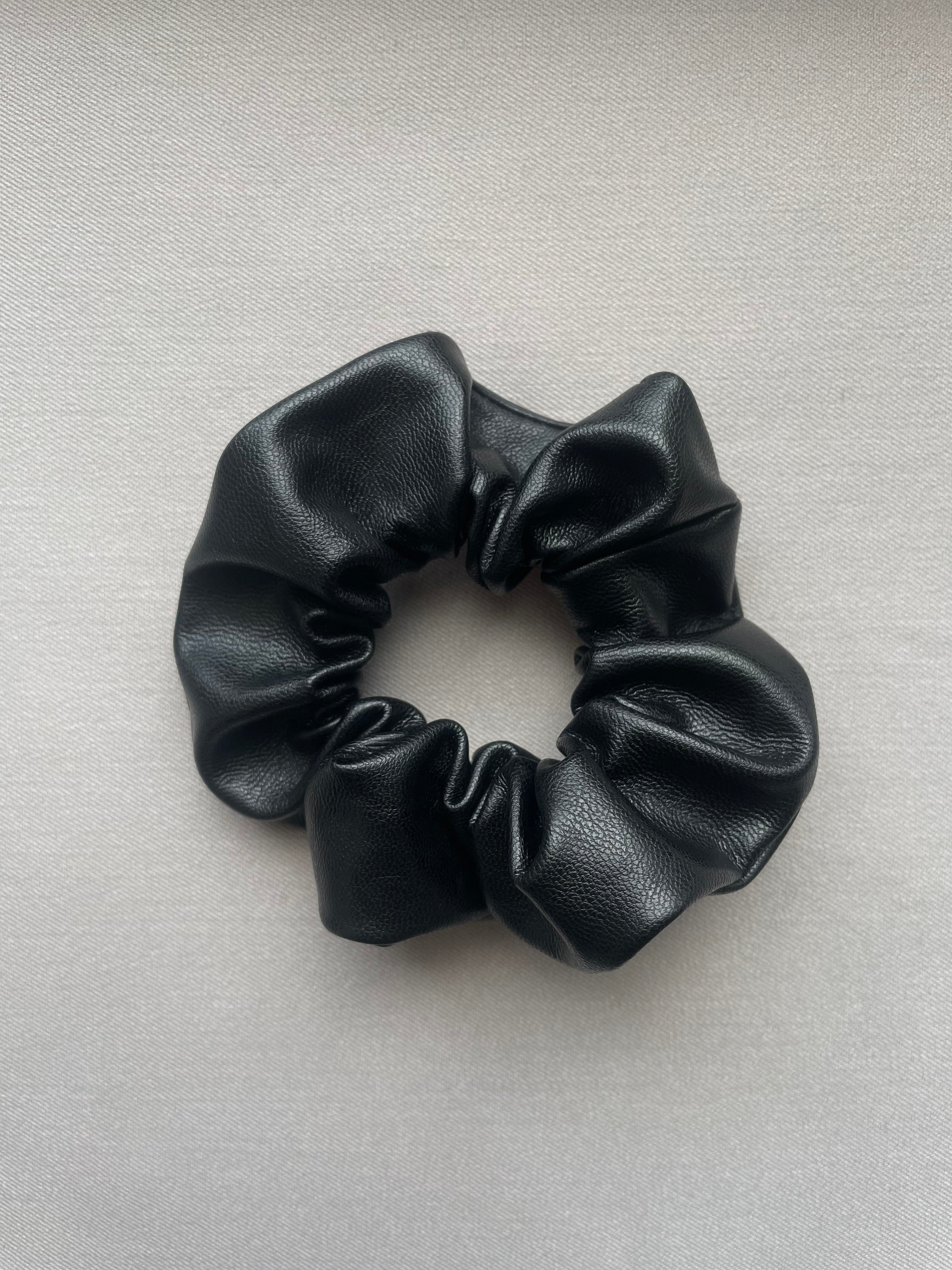 Leather scrunchie